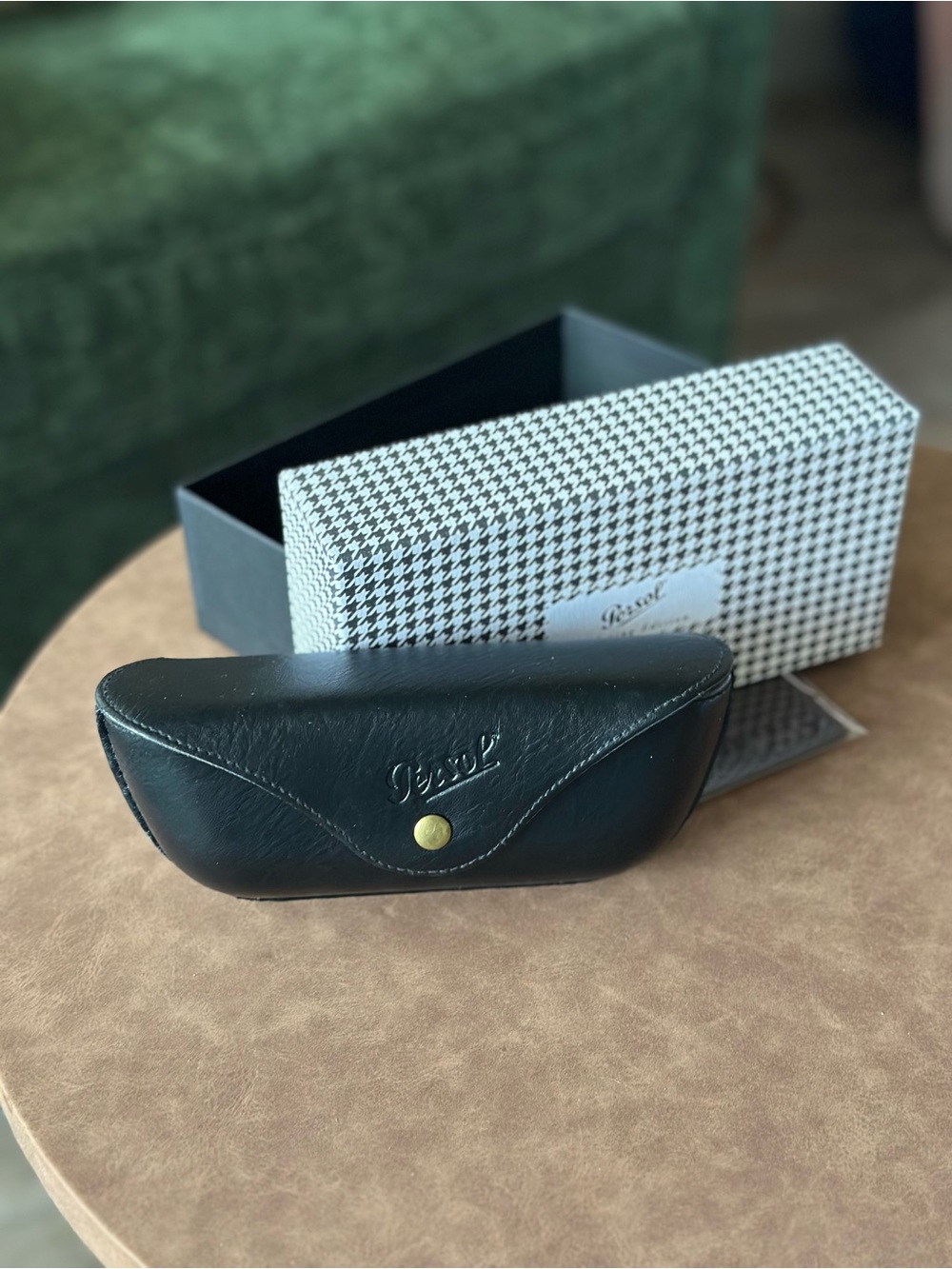 Persol Black Leather Sunglasses Case with Box